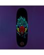 Tabla de skate Santa Cruz Stranger Things Hellfire Club Flames 9in x 32in brilla en la oscuridad