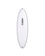 Deck Tabla de Surf Funboard JS Bull Run PU 6'4 Blanca 42L Round Tail FCS II 5 Fin
