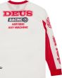 Maillot de moto Deus Ex Machina Step Out Moto Jersey Blanco-Rojo para hombre serigrafía trasera