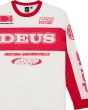 Maillot de moto Deus Ex Machina Step Out Moto Jersey Blanco-Rojo para hombre serigrafía delantera