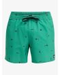 Short de natación Quiksilver Stretch Printed Volley 16 Verde con estampado surfista para hombre cintura elástica con cordón