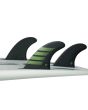 Quillas para tabla de surf Futures F8 Alpha Series color Carbón y Verde Oliva Thruster Set Up Large