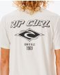 Hombre con camiseta de manga corta Rip Curl Fade Out Icon en blanco hueso estampado