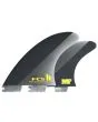 Quillas FCS II Mick Fanning Pro Tri Fins Medium – Performance Glass color Black/Acid frontal y posterior