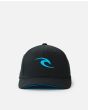 Gorra Rip Curl Tepan Flexfit azul y negra para niño frontal