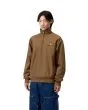 Hombre con sudadera Carhartt WIP Half Zip American Script Hamilton Brown