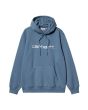 Sudadera con capucha Carhartt Hooded Sweatshirt Azul Sorrento con logo blanco para hombre