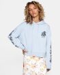 Mujer con Sudadera corte crop de capucha RVCA The Good and Bad azul