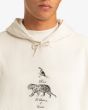Hombre con sudadera de capucha RVCA Tiger Style Blanca estampado pecho