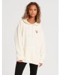 Mujer con sudadera de capucha con forro polar Volcom Truly Stoked BF blanca frontal