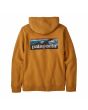 Sudadera con capucha Patagonia Boardshort Logo Uprisal Dried Mango Unisex gráfico posterior