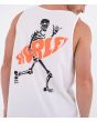 Hombre con camiseta de tirantes Hurley Printing Press Flamingue Blanca serigrafía esqueleto surfero espalda