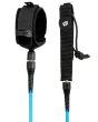 Leash para tabla de surf Creatures Icon 8' azul y negro frontal