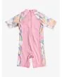 Licra de protección solar con manga corta Roxy Tiny Flower Rosa Flora para niñas de 2 a 7 años posterior