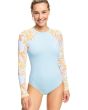 Mujer con licra de surf de manga larga Roxy Island in the Sun azul celeste 
