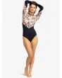 Mujer con Licra de Surf con manga larga Roxy Fashion color Negro Antracita Floral ajuste ceñido