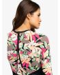 Mujer con Licra de Surf con manga larga Roxy Fashion color Negro Antracita Floral cremallera espalda