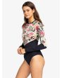 Mujer con Licra de Surf con manga larga Roxy Fashion color Negro Antracita Floral lateral
