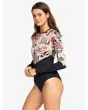 Mujer con Licra de Surf con manga larga Roxy Fashion color Negro Antracita Floral lateral