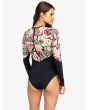 Mujer con Licra de Surf con manga larga Roxy Fashion color Negro Antracita Floral posterior