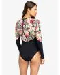 Mujer con Licra de Surf con manga larga Roxy Fashion color Negro Antracita Floral posterior