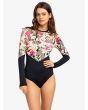 Mujer con Licra de Surf con manga larga Roxy Fashion color Negro Antracita Floral
