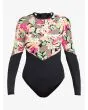 Bañador entero de manga larga Roxy Fashion Onesie Antracita Floral para mujer