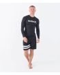 Hombre con Licra de manga larga con protección solar UPF 50+ Hurley One And Only Quickdry Rashguard LS Negra ajuste