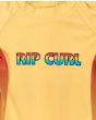 Licra de protección solar UPF 50+ Rip Curl Mumma amarilla para niños de 0 a 6 años estampado pecho
