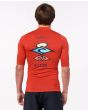 Camiseta de manga corta con protección solar UPF 50+ Rip Curl Icons Perf SSL UV roja para hombre posterior