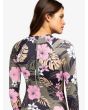 Mujer con Licra de Surf con manga larga Roxy Pro The Overhead Antracita Floral cremallera