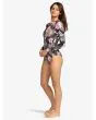 Mujer con Licra de Surf con manga larga Roxy Pro The Overhead Antracita Floral ajuste
