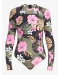Licra de Surf con manga larga Roxy Pro The Overhead en color Antracita Floral para mujer 