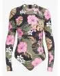 Licra de Surf con manga larga Roxy Pro The Overhead en color Antracita Floral para mujer 