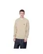 Hombre con jersey de lana Carhartt WIP Madison Sweater Beige con logo negro