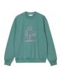 Sudadera holgada Carhartt WIP Masterpiece Sweatshirt Verde Saguaro con bordado rosa para hombre