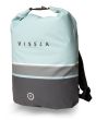 Mochila estanca Vissla 7 Seas 35L Dry Pack turquesa, gris y negra lateral