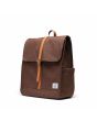 Mochila Herschel City Backpack marrón jaspeado 16L vista lateral, diseño minimalista con correa marrón claro