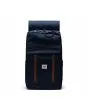 Mochila Herschel Retreat Backpack 23L Azul Marino abierta con cierre de cordón y forro interior tonal