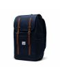 Mochila Herschel Retreat Backpack 23L Azul Marino correas marrones magnéticas y de hebilla