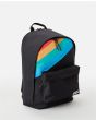Mochila Rip Curl Dome 18L Premium Surf Revival negra con arco iris estampado lateral