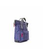 Mochila vegana pequeña e impermeable Roka Bantry B Sustainable Canvas Gingham azul a a cuadros lateral