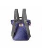 Mochila vegana pequeña e impermeable Roka Bantry B Sustainable Canvas Gingham azul a a cuadros posterior