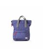 Mochila vegana pequeña e impermeable Roka Bantry B Sustainable Canvas Gingham azul a a cuadros