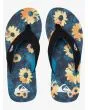 Chanclas Quiksilver Molokai Layback negras, azules y naranjas con estampado floral para hombre superior