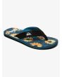 Chanclas Quiksilver Molokai Layback negras, azules y naranjas con estampado floral para hombre