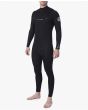 Hombre con traje de Neopreno con cremallera en el pecho Rip Curl Dawn Patrol 4/3 Chest Zip negro lateral