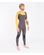 Hombre con traje de surf con cremallera en el pecho Hurley Advantage 4/3mm amarillo y gris derecha