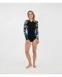 Neopreno Hurley Advantage Plus 2mm Springsuit negro floral para mujer frontal modelo