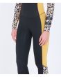 Mujer con traje de surf con cremallera en el pecho Hurley Advantage Plus 4/3mm negro y amarillo mangas